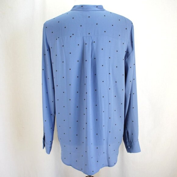 Ann Taylor Blouse Womens Size M Blue Long Sleeve Ruffle Pintucks Button Front - Picture 5 of 7